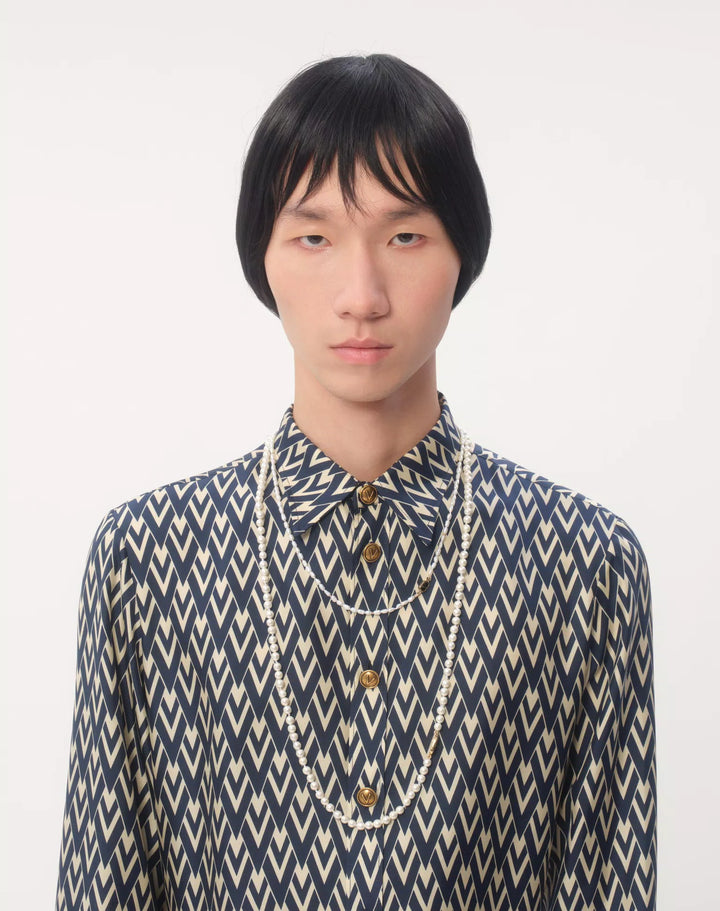 Valentino SILK TWILL SHIRT WITH TOUTE LA V PRINT