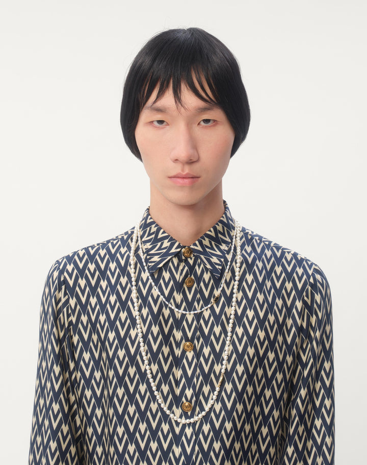 VALENTINO SILK TWILL SHIRT WITH TOUTE LA V PRINT