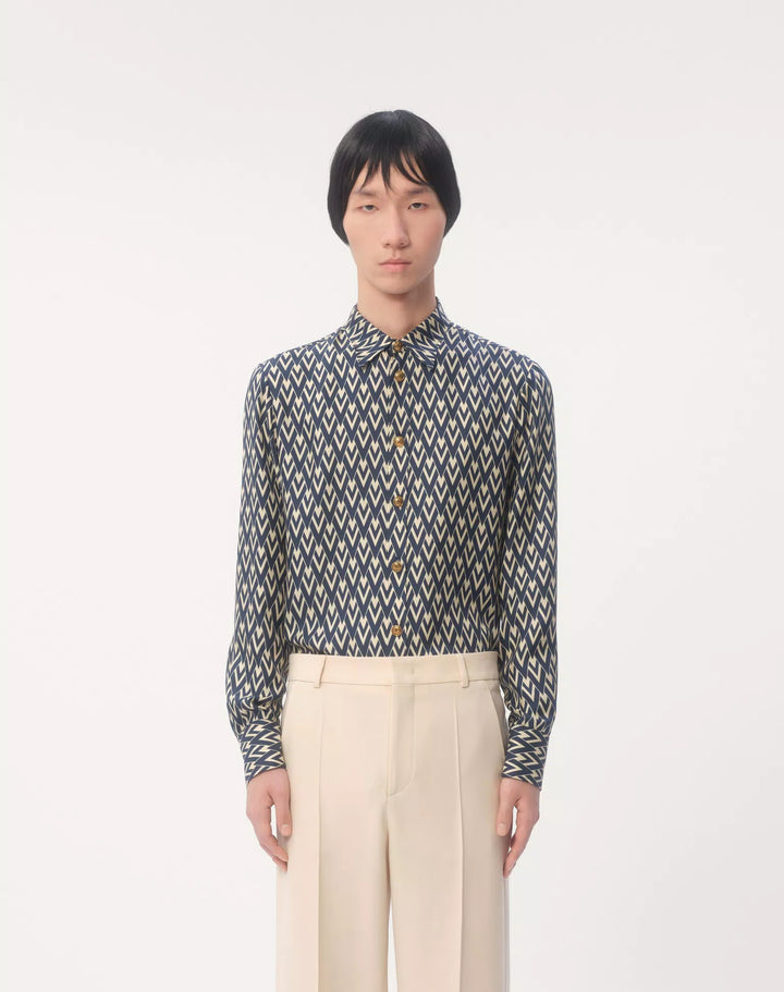 Valentino SILK TWILL SHIRT WITH TOUTE LA V PRINT