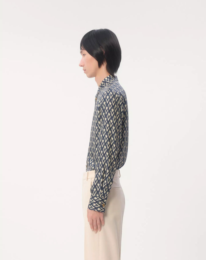 Valentino SILK TWILL SHIRT WITH TOUTE LA V PRINT