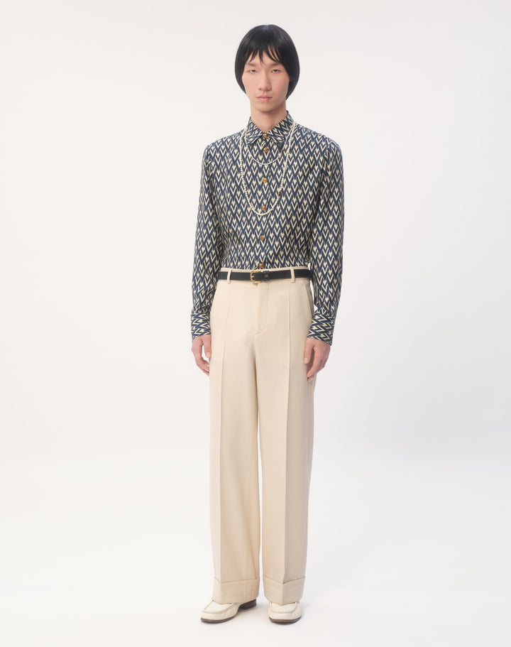 VALENTINO SILK TWILL SHIRT WITH TOUTE LA V PRINT