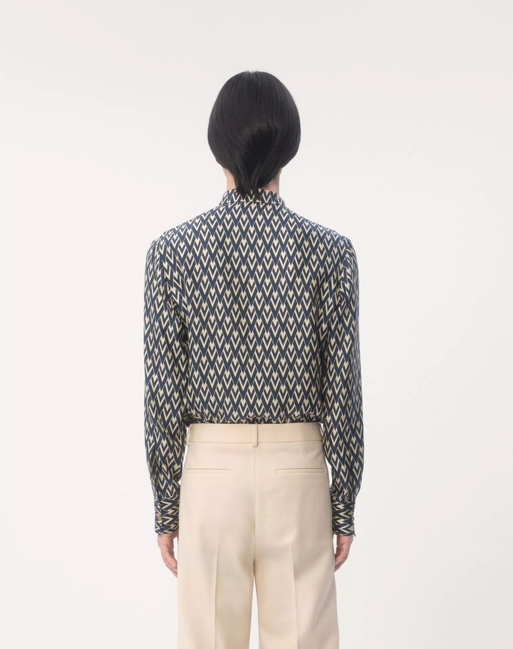 Valentino SILK TWILL SHIRT WITH TOUTE LA V PRINT