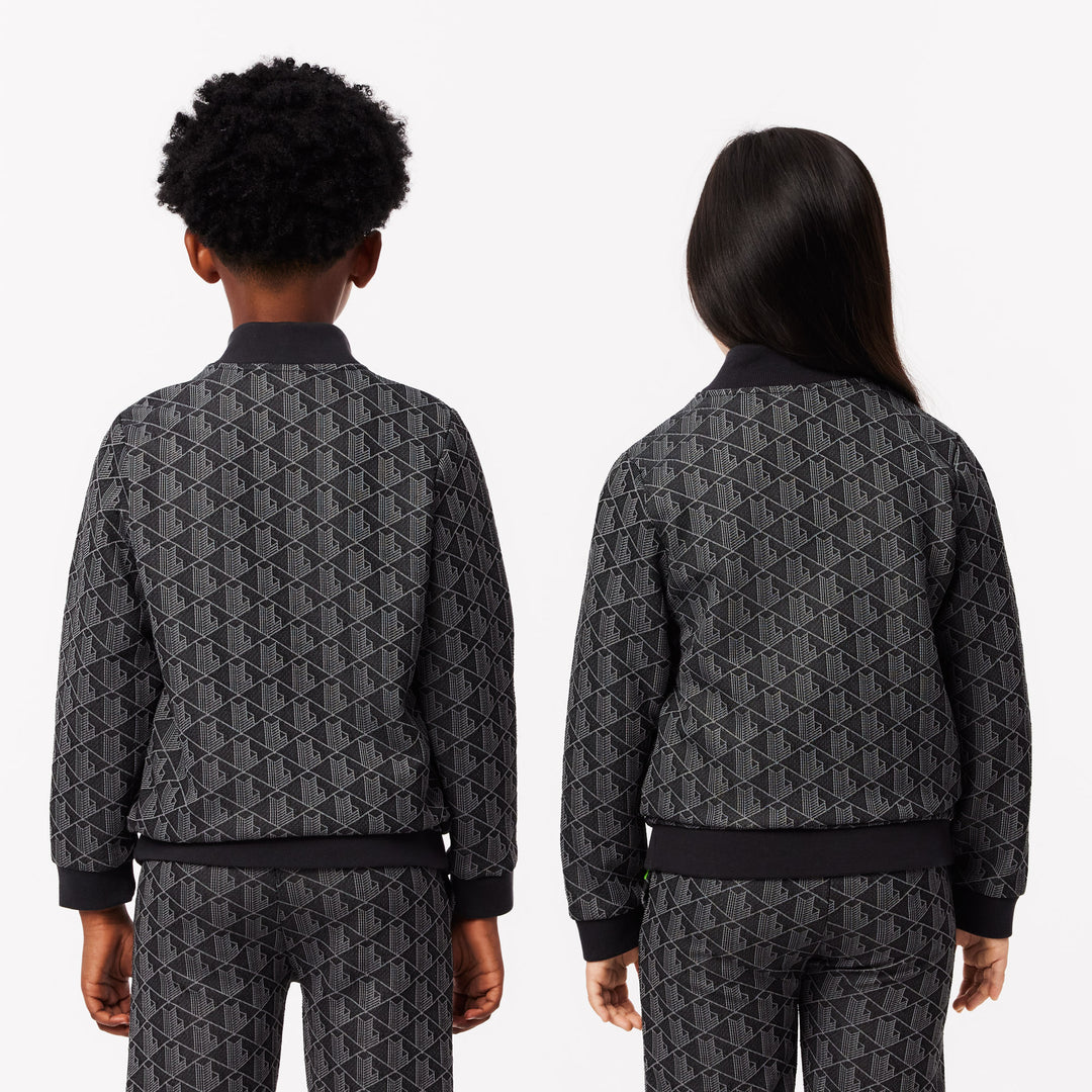 Lacoste Kids' High-Neck Zip-Up Paris Monogram Sweatshirt