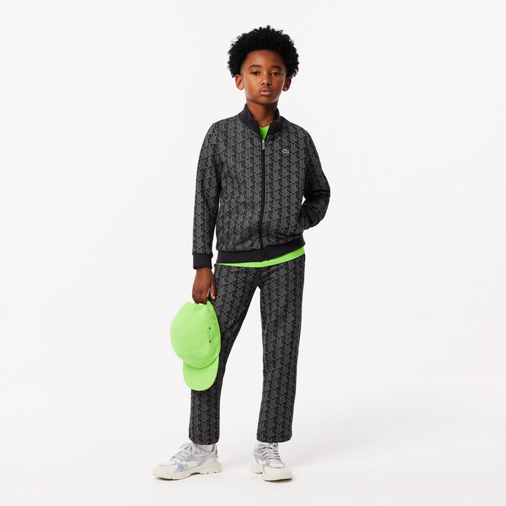 Lacoste Kids' High-Neck Zip-Up Paris Monogram Sweatshirt
