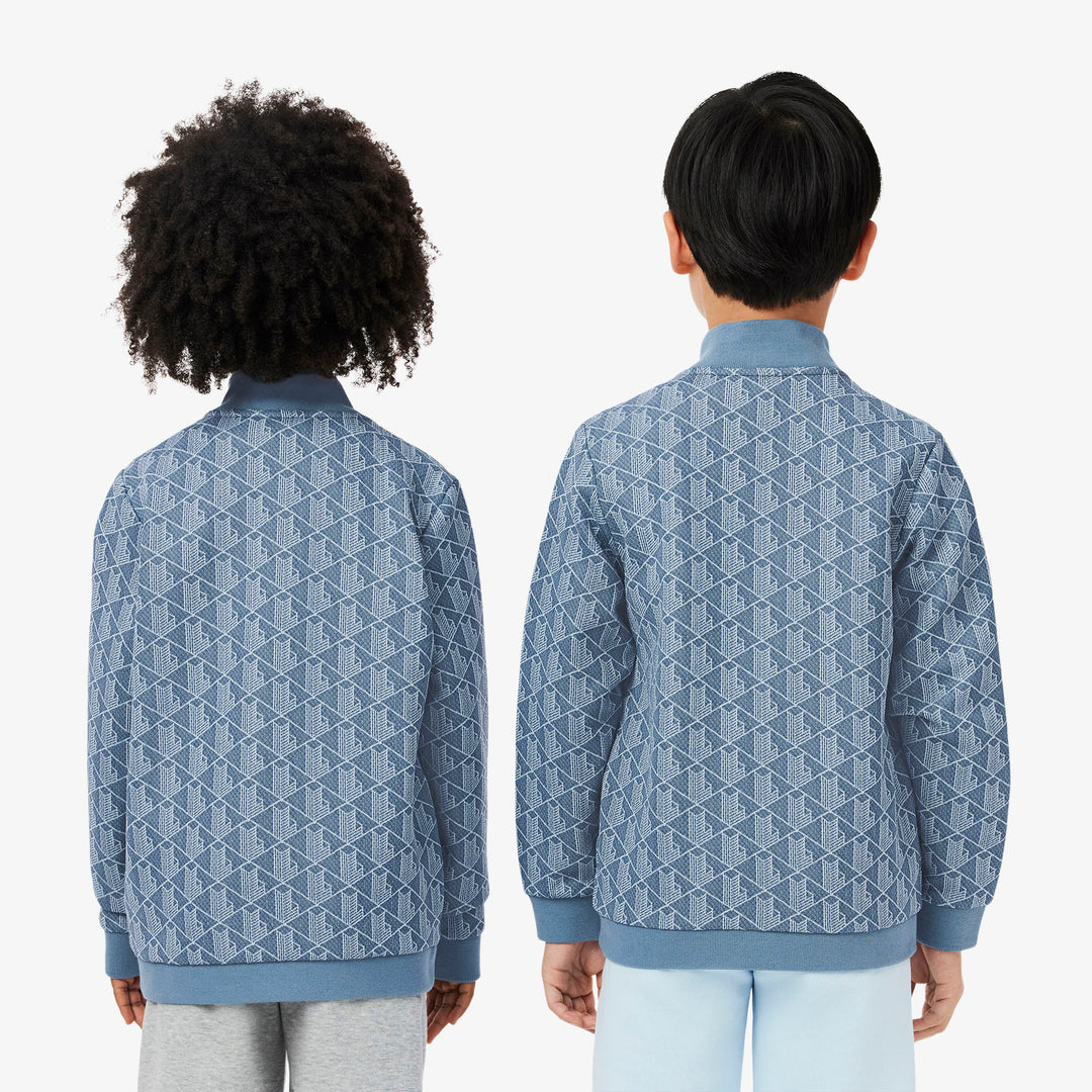 Lacoste Kids' High-Neck Zip-Up Paris Monogram Sweatshirt