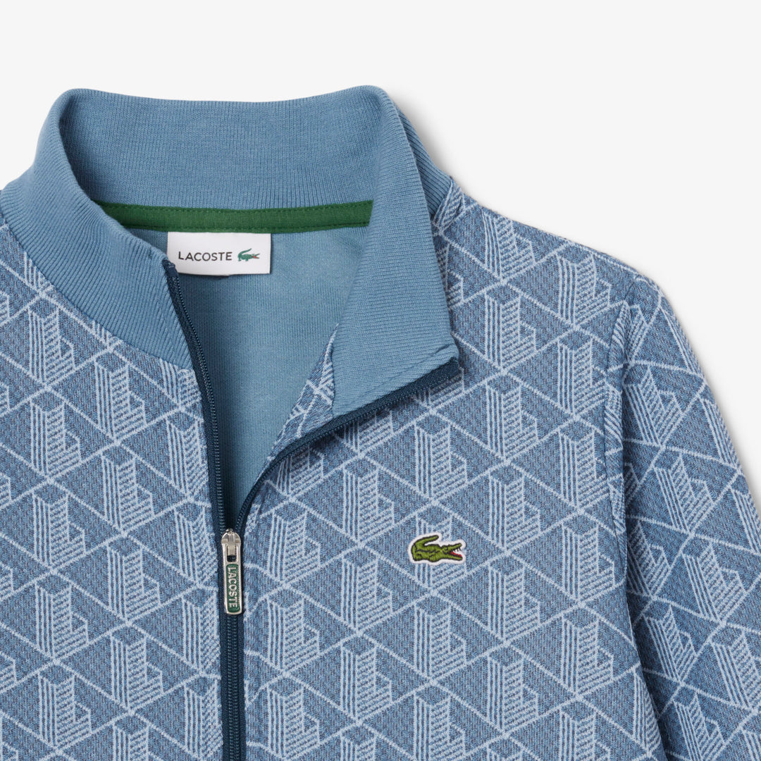 Lacoste Kids' High-Neck Zip-Up Paris Monogram Sweatshirt