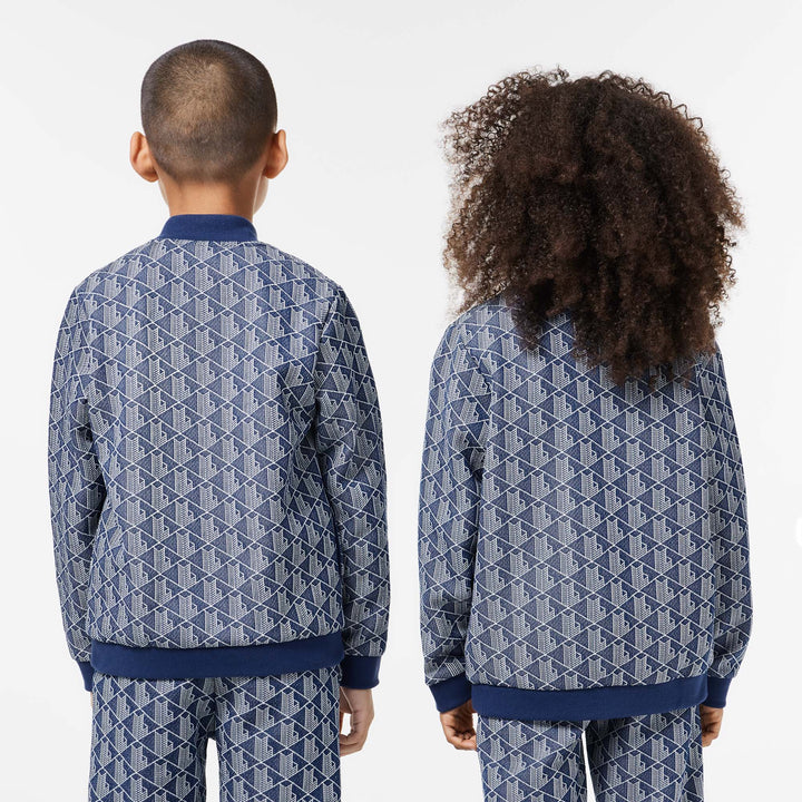 Lacoste Kids' High-Neck Zip-Up Paris Monogram Sweatshirt