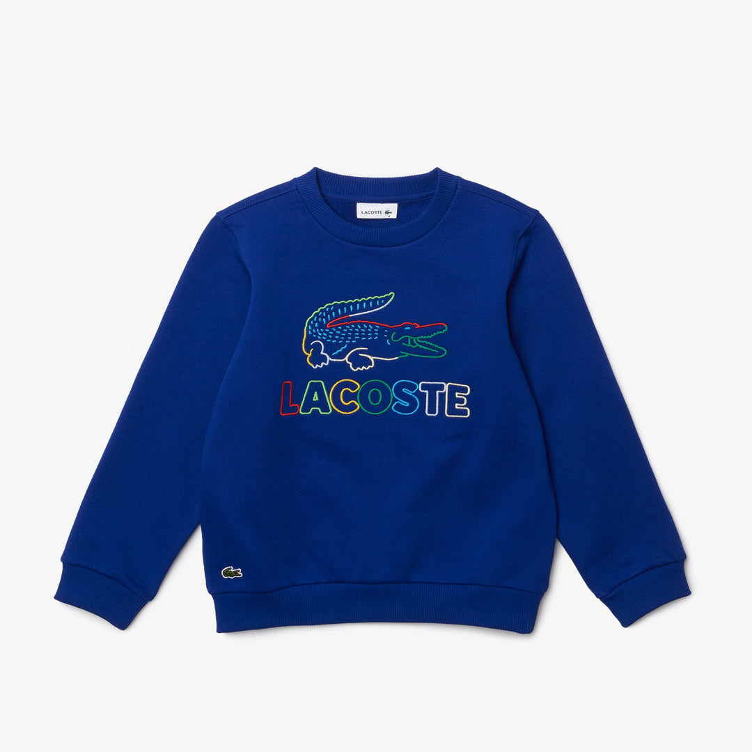 Lacoste Kids’ Crew Neck Embroidered Cotton Fleece Sweatshirt