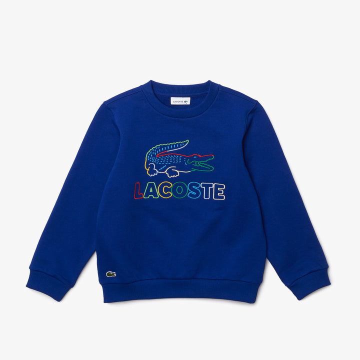 Lacoste Kids’ Crew Neck Embroidered Cotton Fleece Sweatshirt