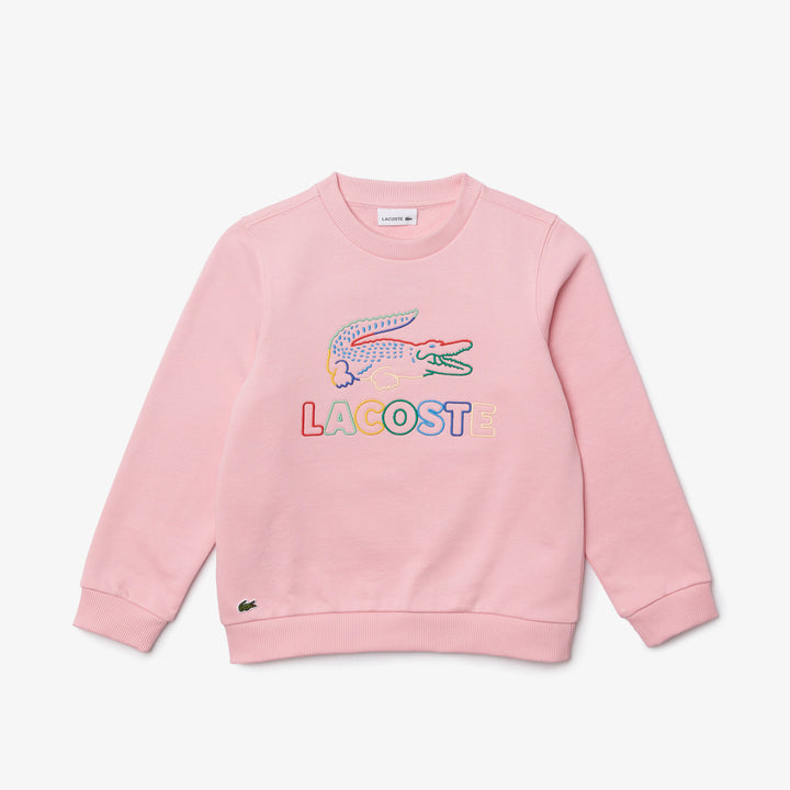 Lacoste Kids’ Crew Neck Embroidered Cotton Fleece Sweatshirt