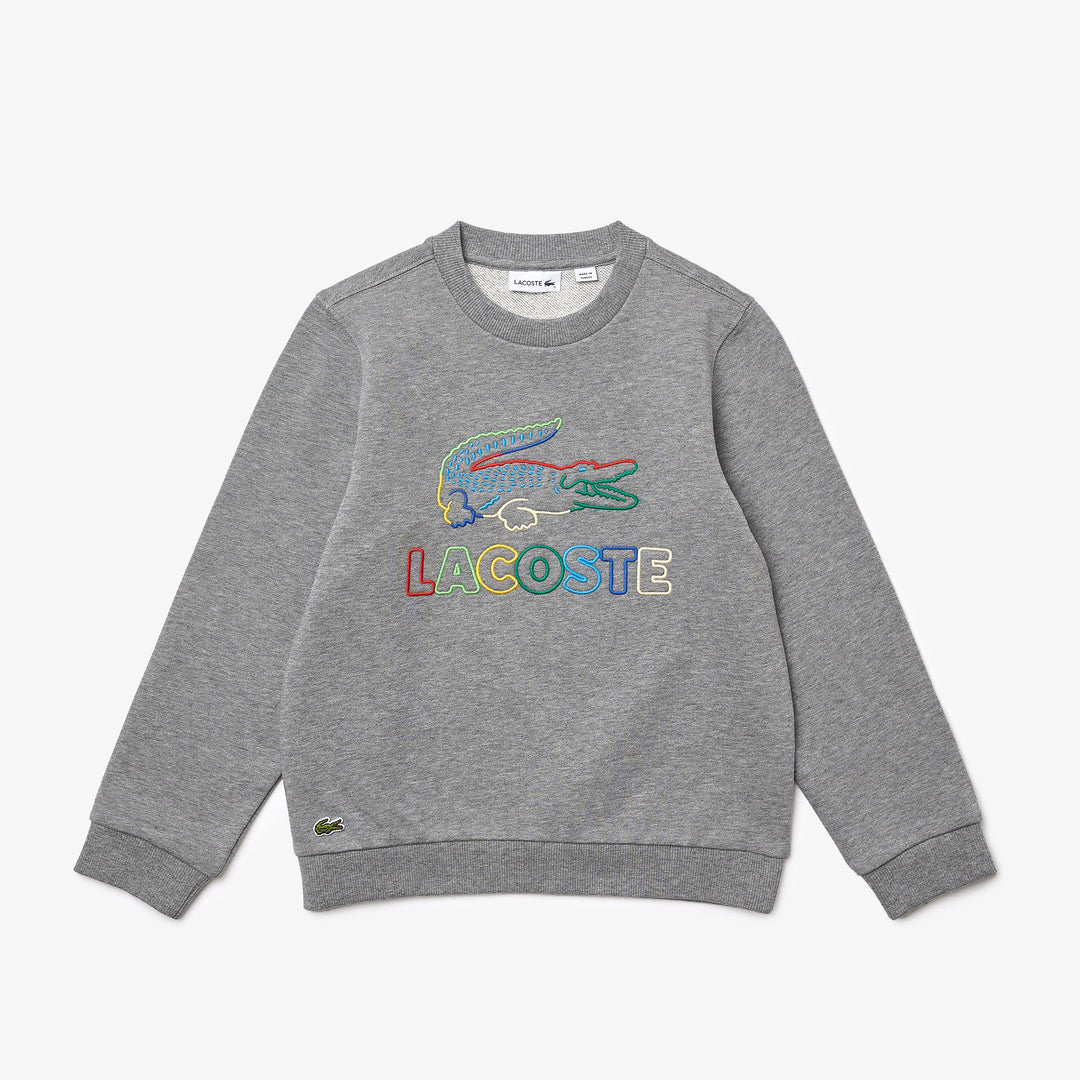 Lacoste Kids’ Crew Neck Embroidered Cotton Fleece Sweatshirt