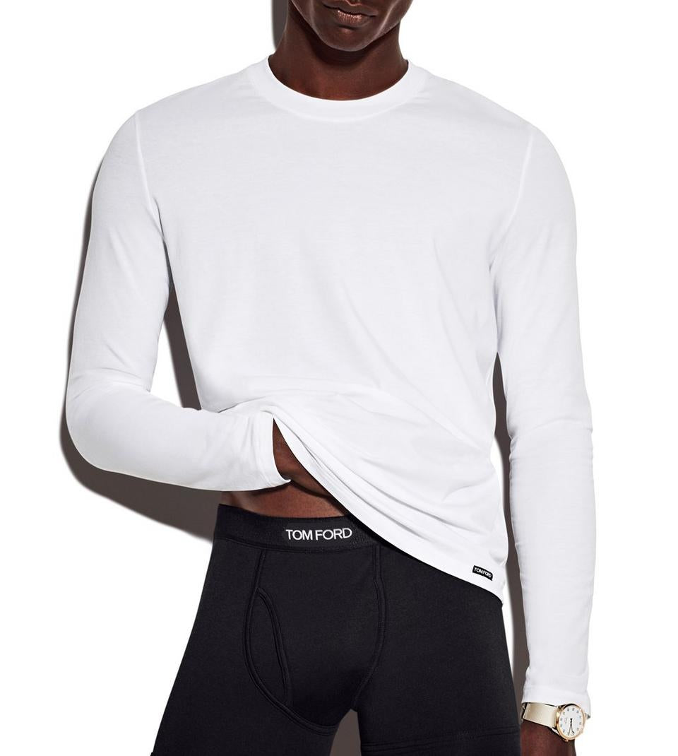 Tom Ford COTTON MODAL LONG SLEEVE CREW NECK T-SHIRT