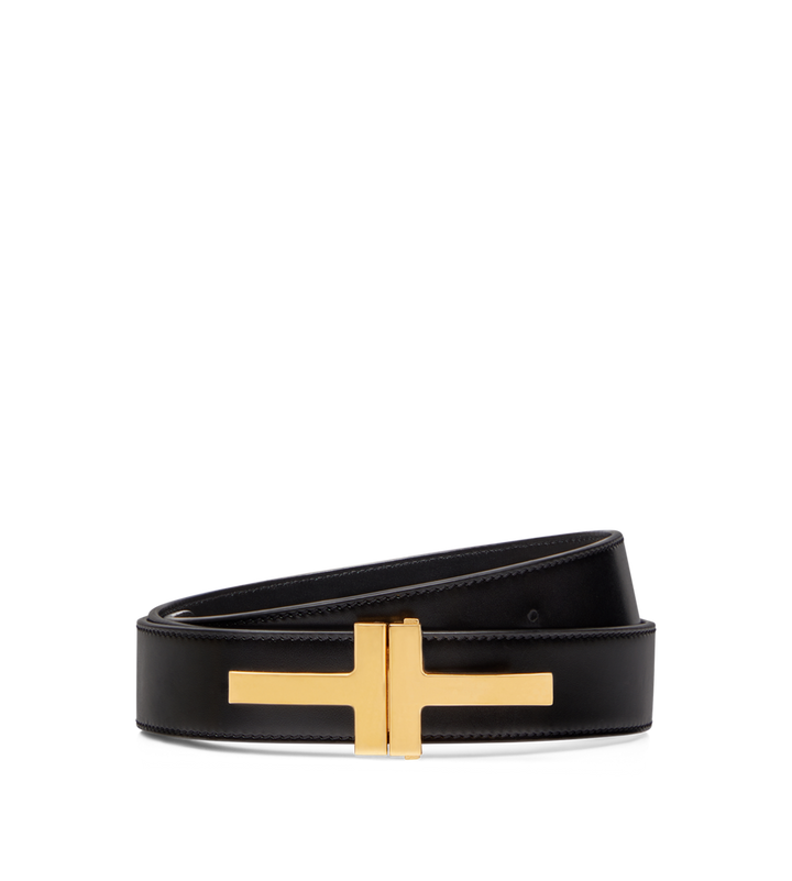 TOM FORD SMOOTH LEATHER DOUBLE T BELT