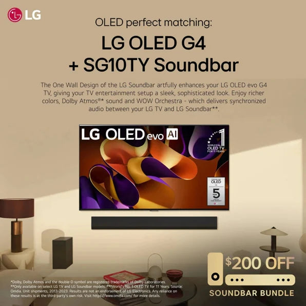 LG OLED55G4SUB 55 inch Class LG OLED evo G4 4K Smart TV 2024 with Supplied TV Stand