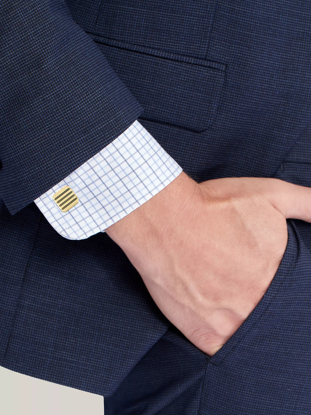 Tommy Hilfiger Gold-Tone Stripe Cufflinks