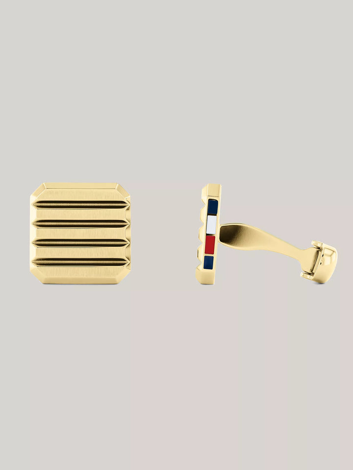 Tommy Hilfiger Gold-Tone Stripe Cufflinks