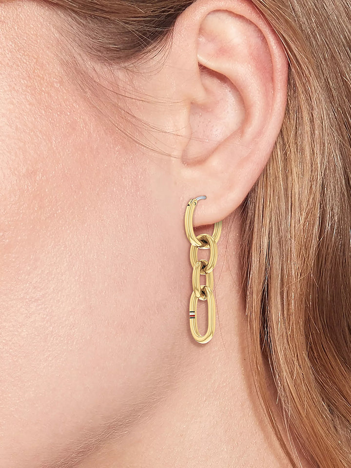 Tommy Hilfiger Mixed Chain Link Gold-Tone Earring