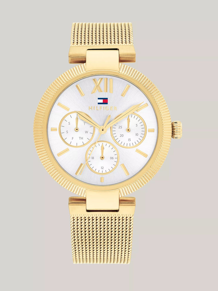 Tommy Hilfiger 36MM Multifunction Gold-Tone Mesh Watch