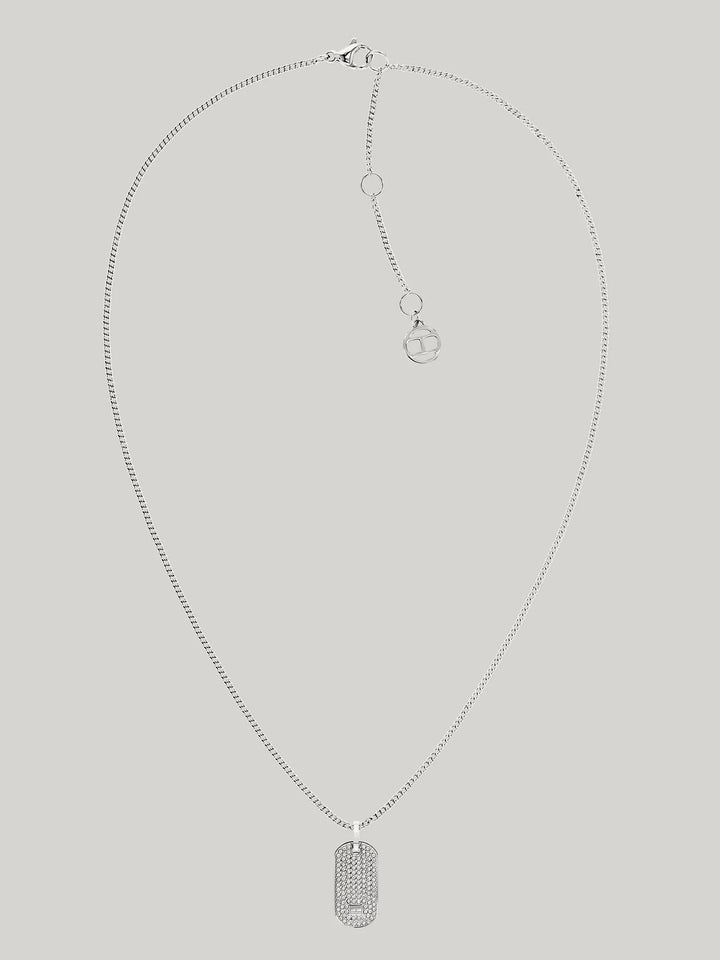 Tommy Hilfiger Crystal Accent Dog Tag Necklace