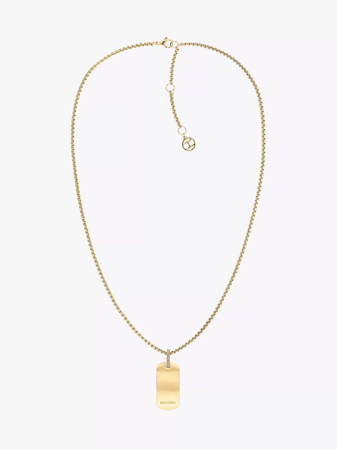 Tommy Hilfiger Crystal Accent Dog Tag Necklace