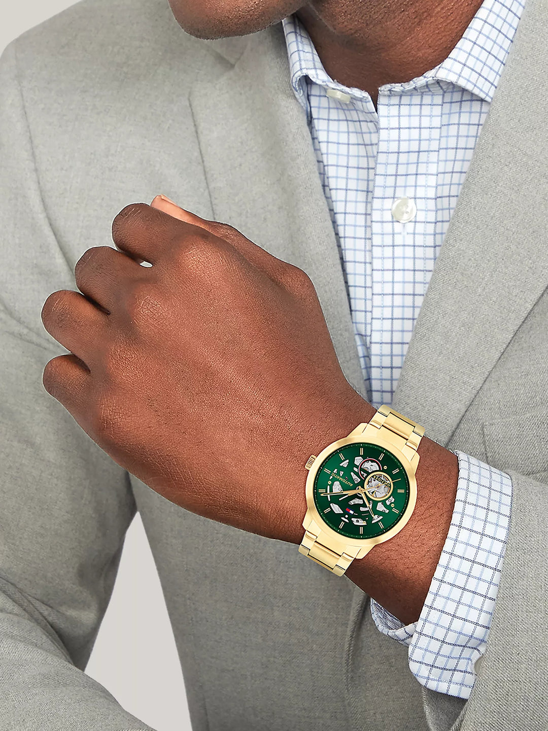 Tommy Hilfiger 43MM Green Skeleton Dial Automatic Watch