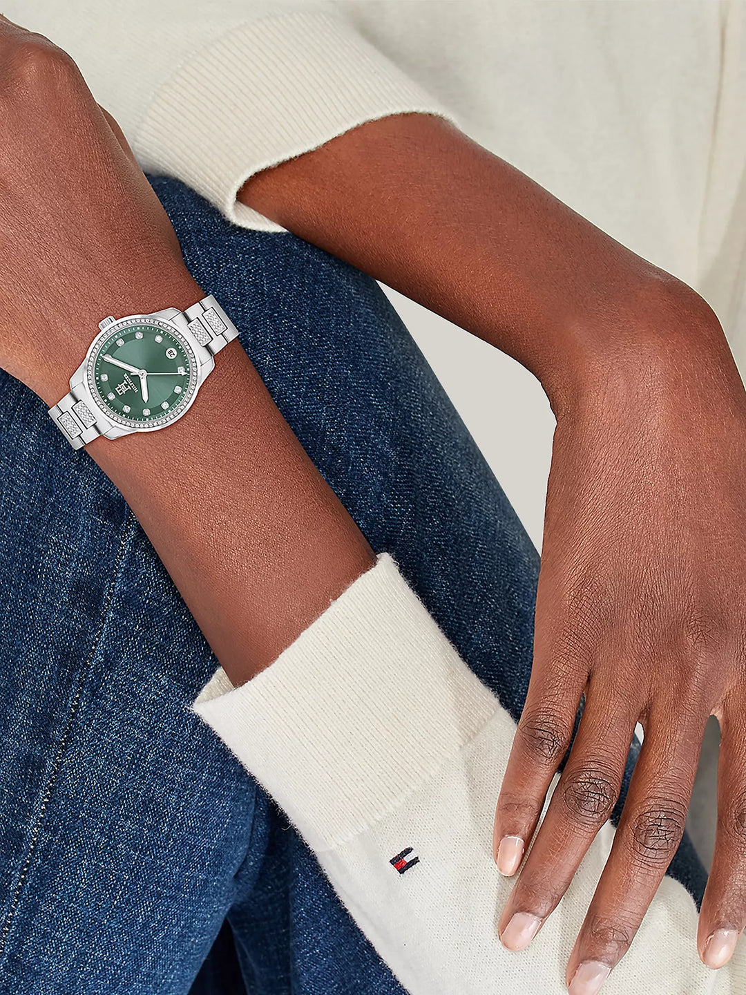 Tommy Hilfiger 36MM T85 Green Dial Crystals Watch