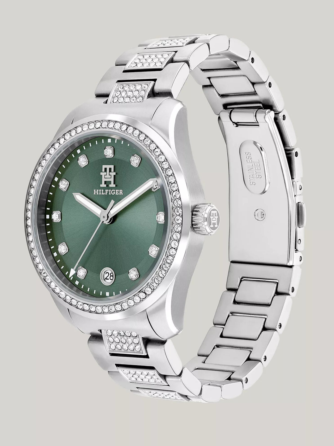 Tommy Hilfiger 36MM T85 Green Dial Crystals Watch