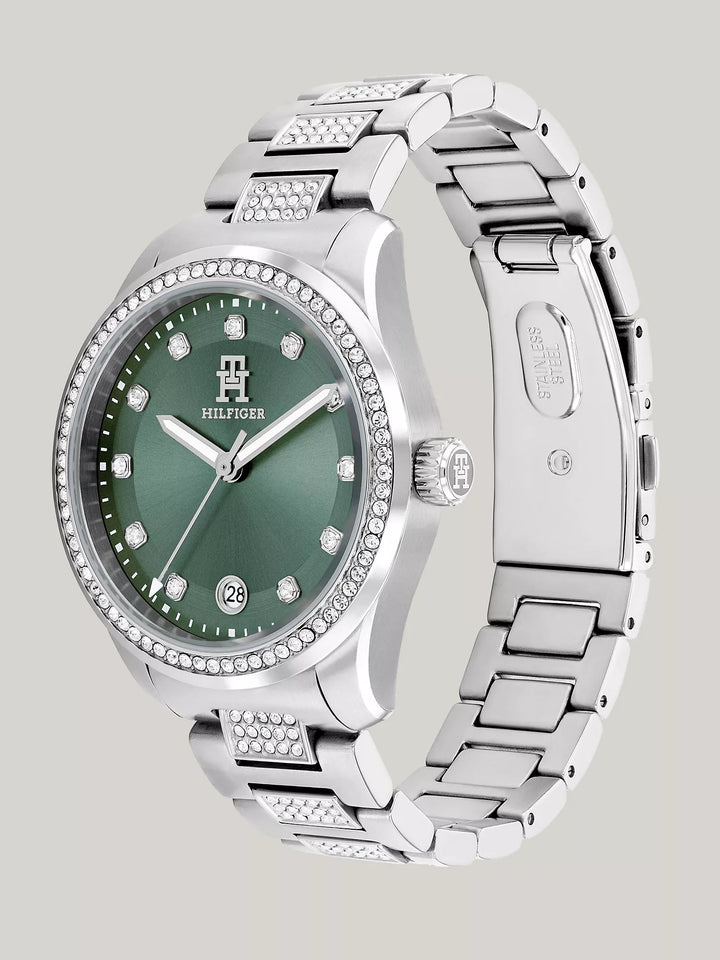 Tommy Hilfiger 36MM T85 Green Dial Crystals Watch