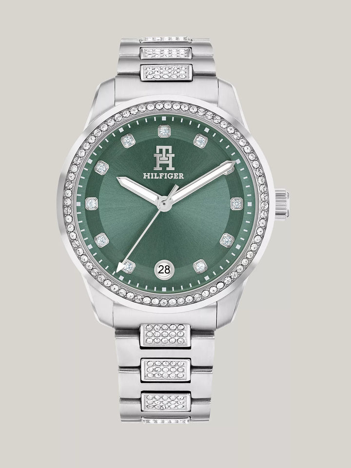 Tommy Hilfiger 36MM T85 Green Dial Crystals Watch