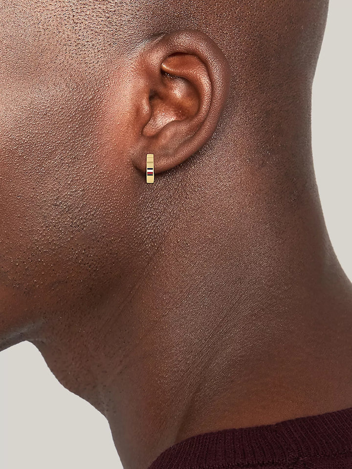 Tommy Hilfiger Signature Stripe Gold-Tone Hoop Earring