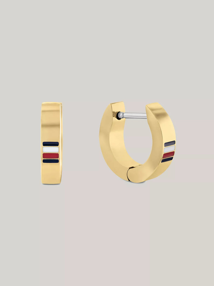 Tommy Hilfiger Signature Stripe Gold-Tone Hoop Earring