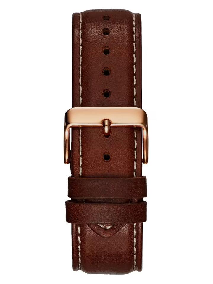 Guess Brown and Rose Gold-Tone Leather Sport Watch