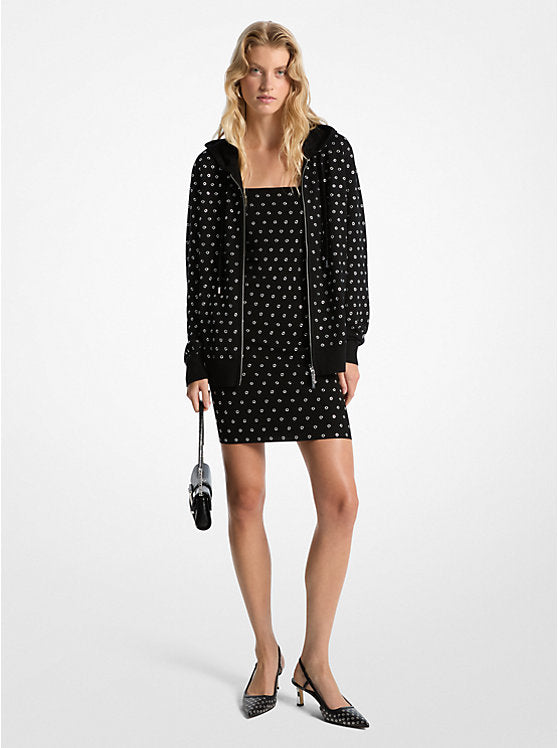Michael Kors Grommeted Wool Zip-Up Hoodie