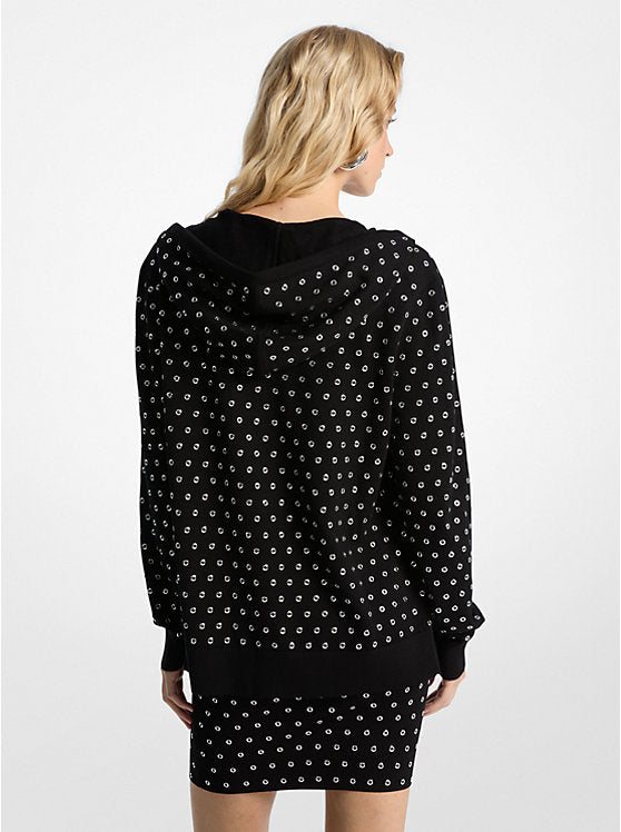 Michael Kors Grommeted Wool Zip-Up Hoodie