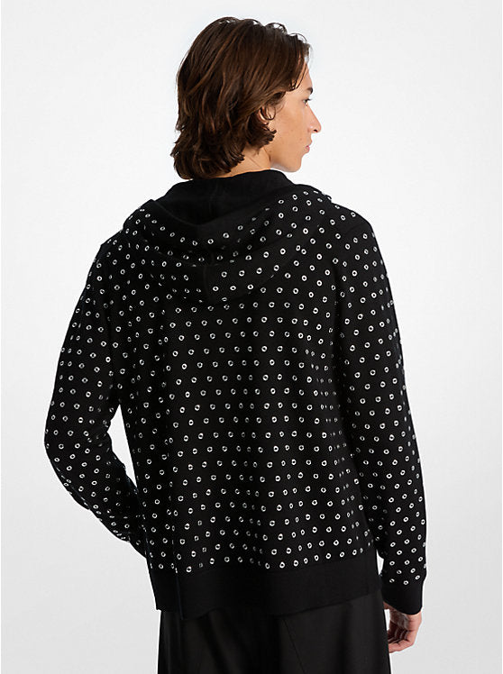 Michael Kors Grommeted Wool Zip-Up Hoodie