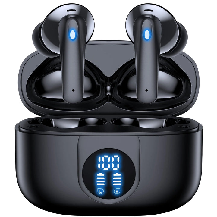VEATOOL P91 Wireless Earbuds, Bluetooth Headphones V5.4 Stereo Ear buds with Noise Cancelling Mics, 60H Playback Mini Case with Dual LED Display, IP7 Waterproof in-Ear Earphones for Android iOS