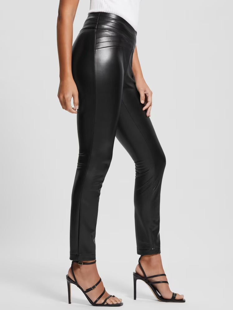 Guess Dana Faux-Leather Pleated Waist Pants