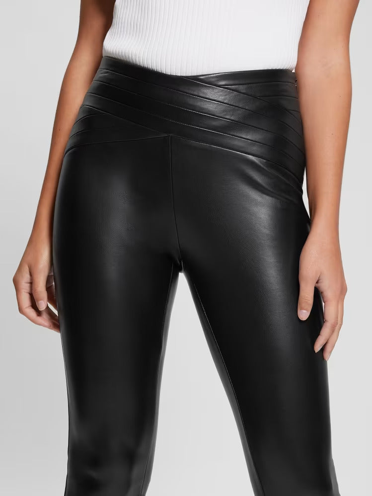 Guess Dana Faux-Leather Pleated Waist Pants