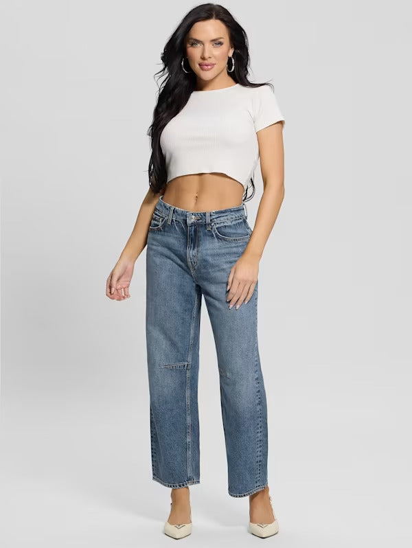 Guess Eco High-Rise Barrel Leg Denim Jeans