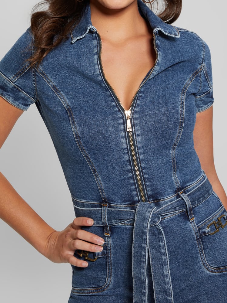 Guess Eco Deana Belted Denim Romper