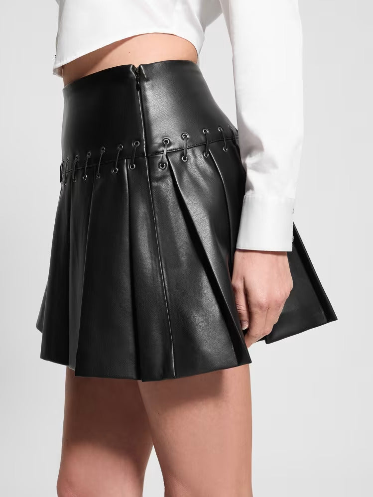 Guess Kamilia Faux-Leather Pleated Skirt