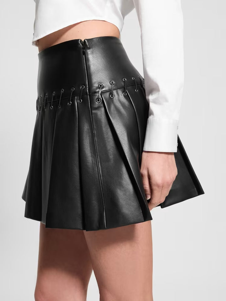 Guess Kamilia Faux-Leather Pleated Skirt