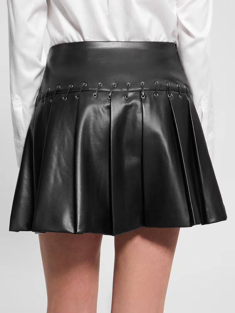 Guess Kamilia Faux-Leather Pleated Skirt