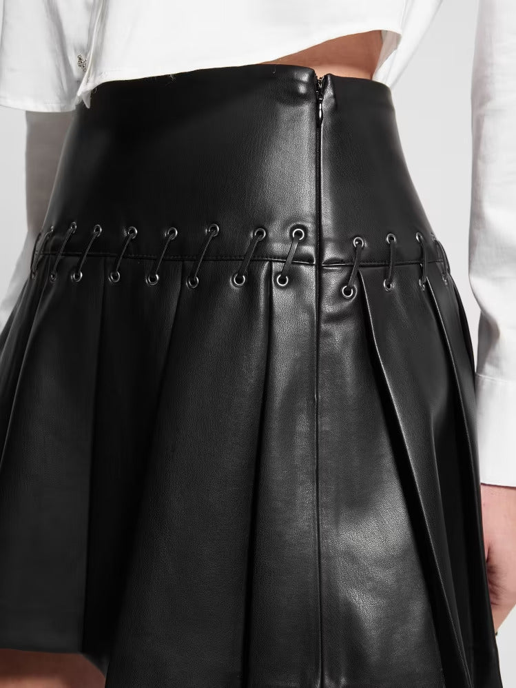 Guess Kamilia Faux-Leather Pleated Skirt