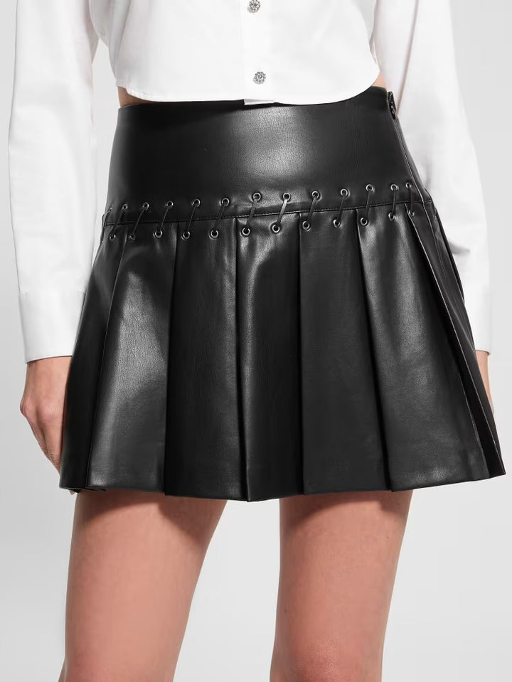 Guess Kamilia Faux-Leather Pleated Skirt