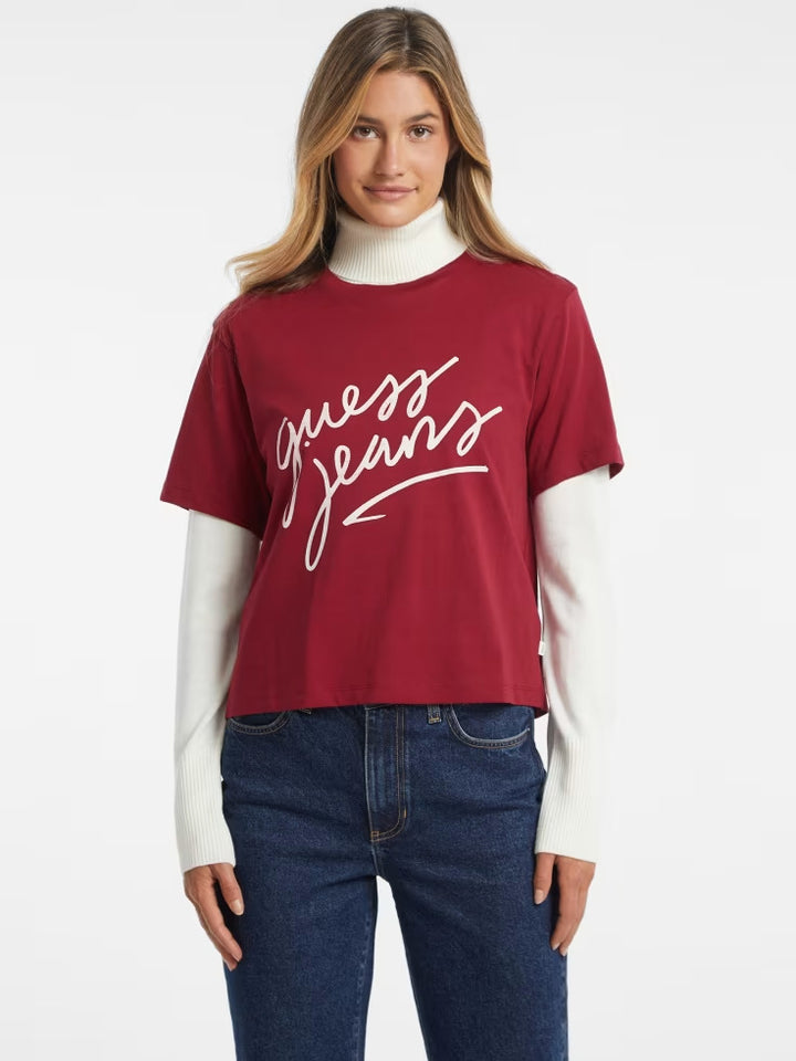 Guess Boxy Italic Logo Tee