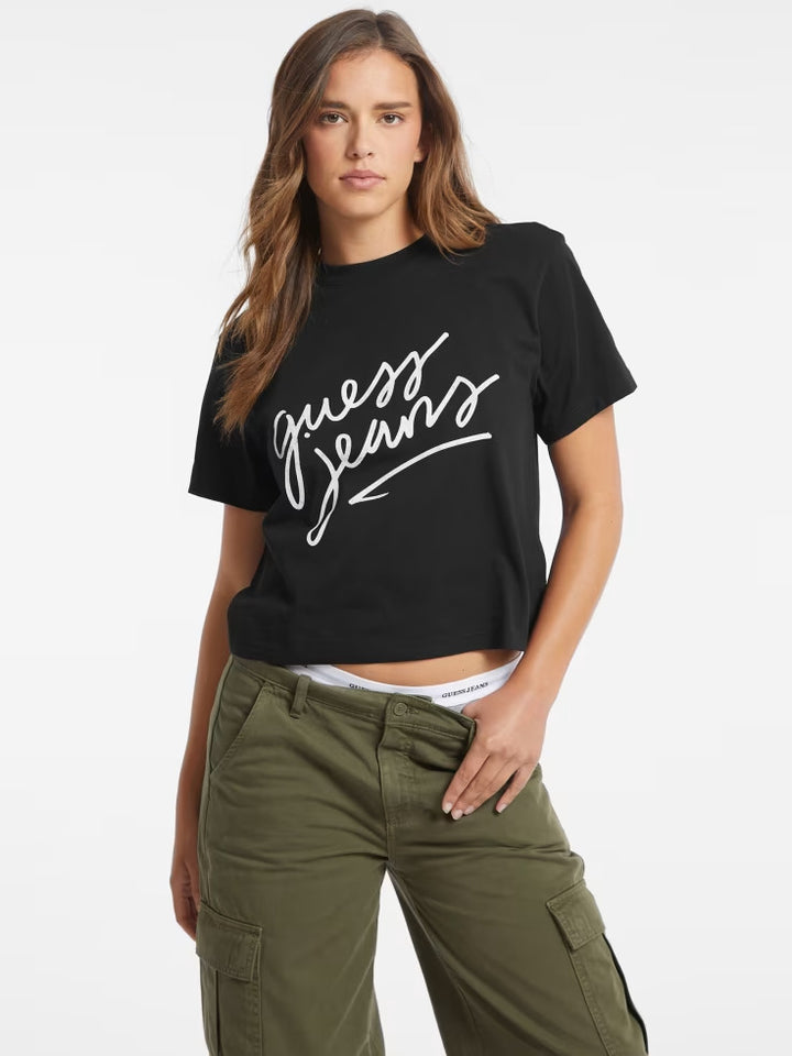Guess Boxy Italic Logo Tee
