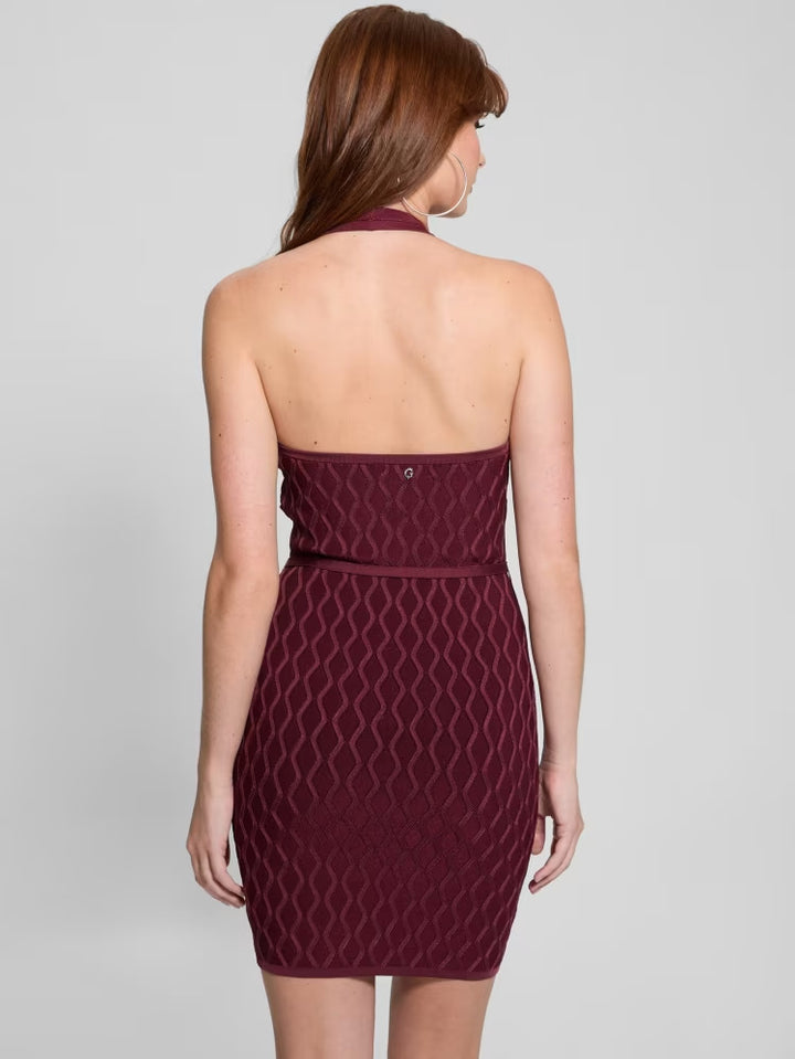 Guess Lucia Belted Wavy Sweater Dress