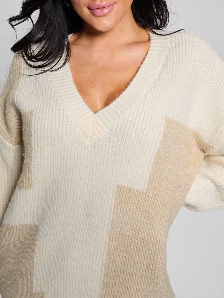 Guess Intarsia Color-Block Sweater