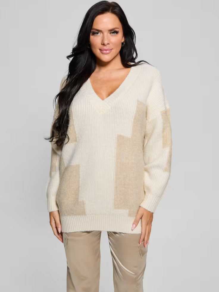 Guess Intarsia Color-Block Sweater
